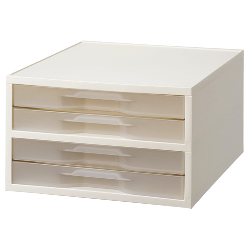 たのめーる】岩崎工業 PP製引き出しケース A4タテ 薄型4段 ホワイト