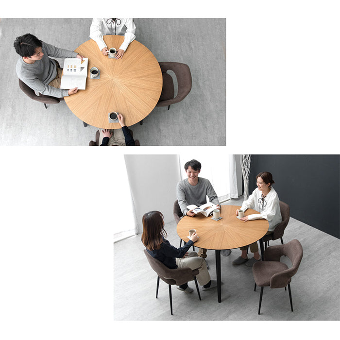 幅110cm］デザイン木目 円形 ダイニングテーブル 単品 天然木 丸