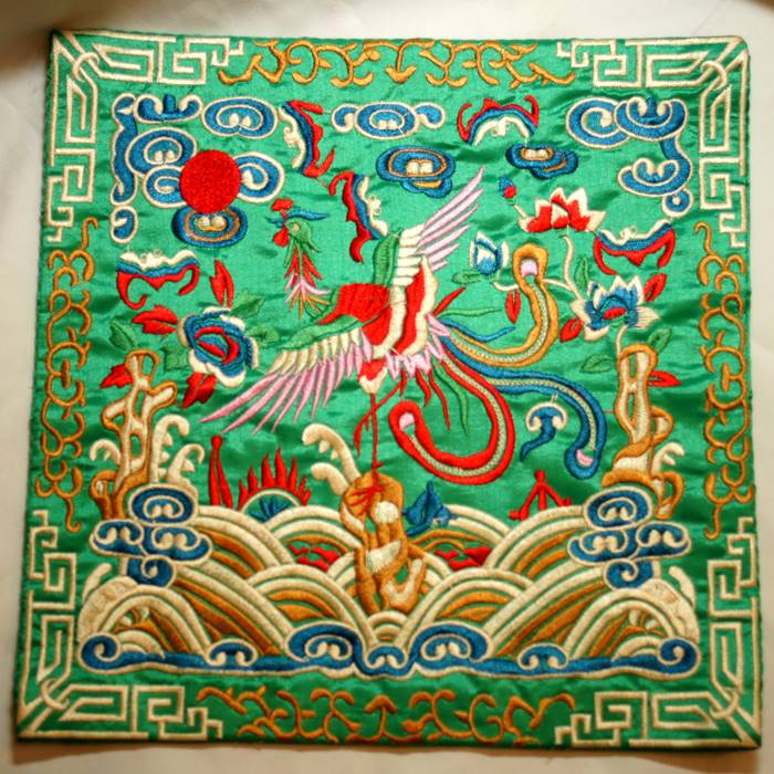 中華 刺繍 マット鳳凰 模様 色柄6 - 横浜中華街天宝堂本店