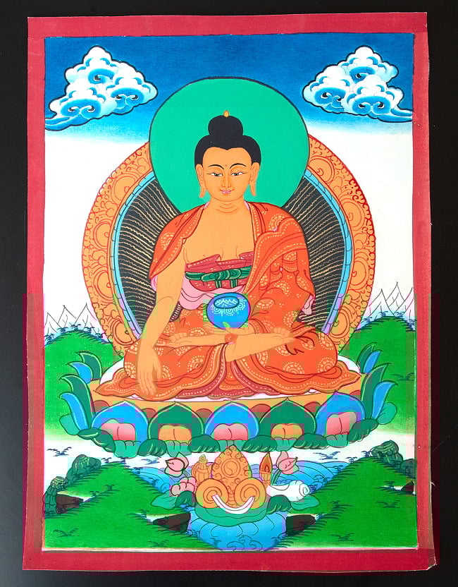 一点物〕タンカ - 釈迦如来（ゴータマ・ブッダ）[30cm x 40cm] の通販