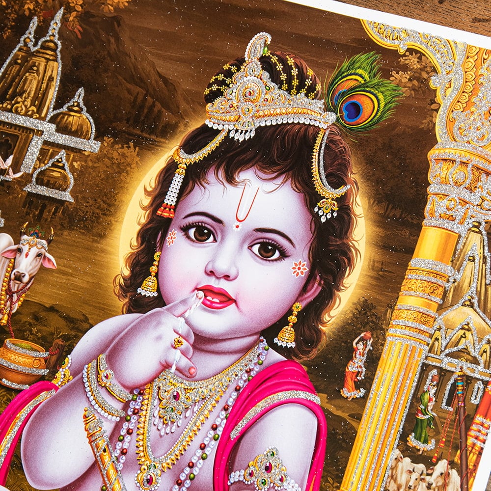 約40.5cm×約30.5cm〕輝くラメ入り・インドのヒンドゥー神様ポスター