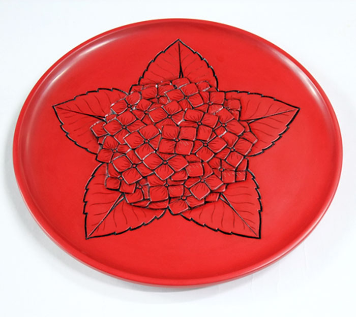 漆器=堆朱尺丸盆（盆・膳類）