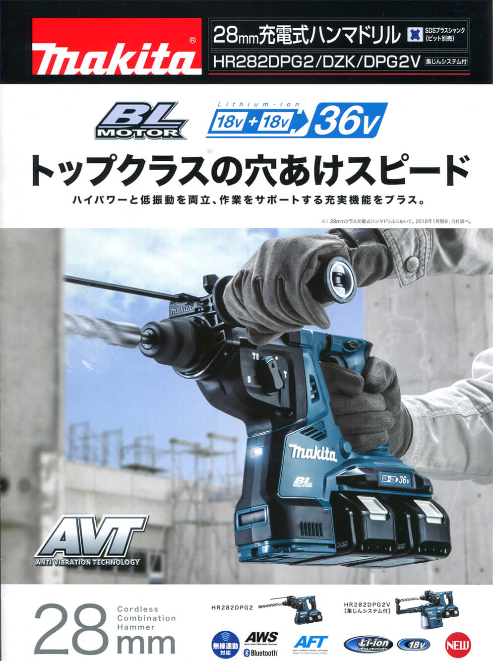 マキタ HR282DPG2 28mm充電式ハンマードリル 18V×2個仕様 ウエダ金物