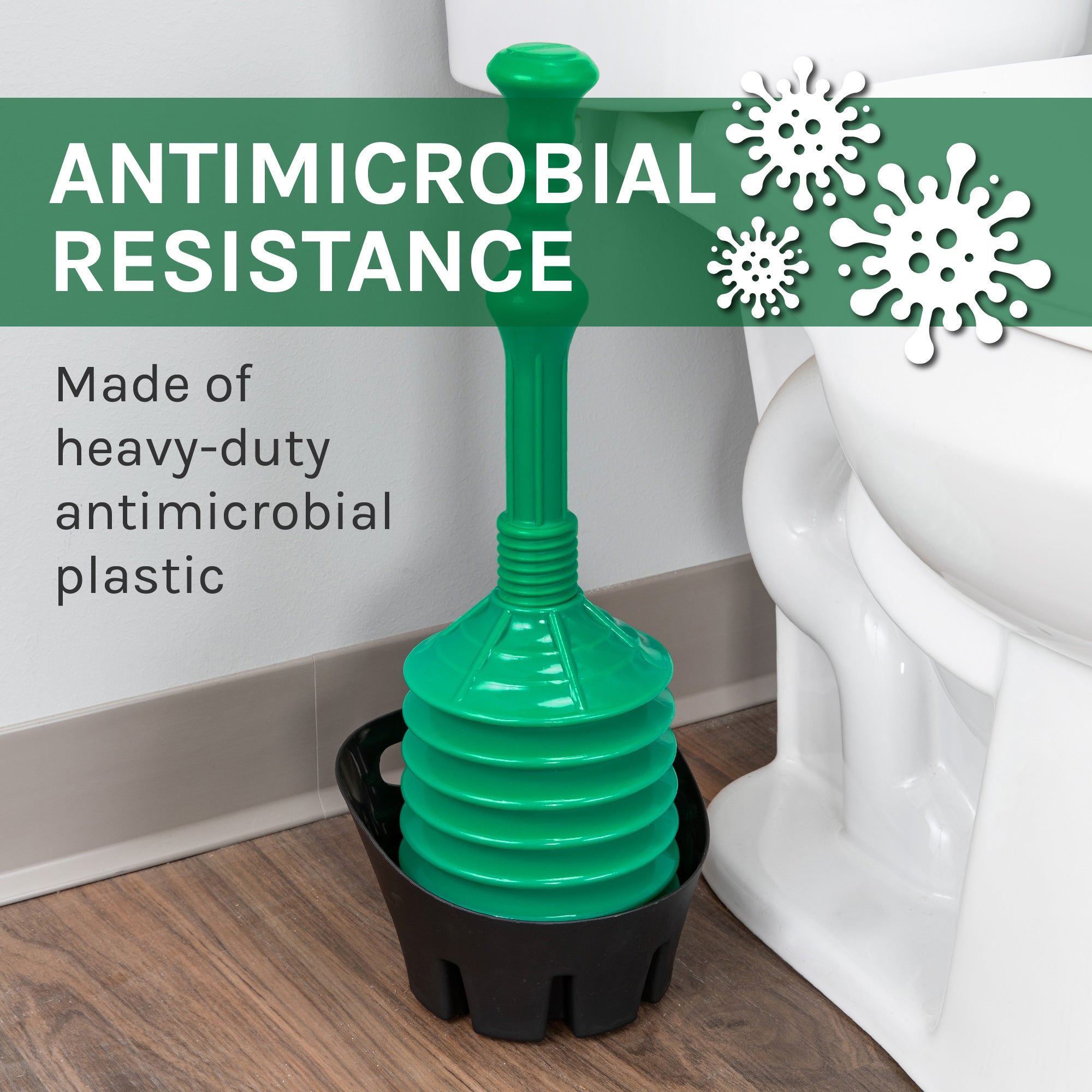 Green Antimicrobial Resistance Bellows Plunger | Utility Sink