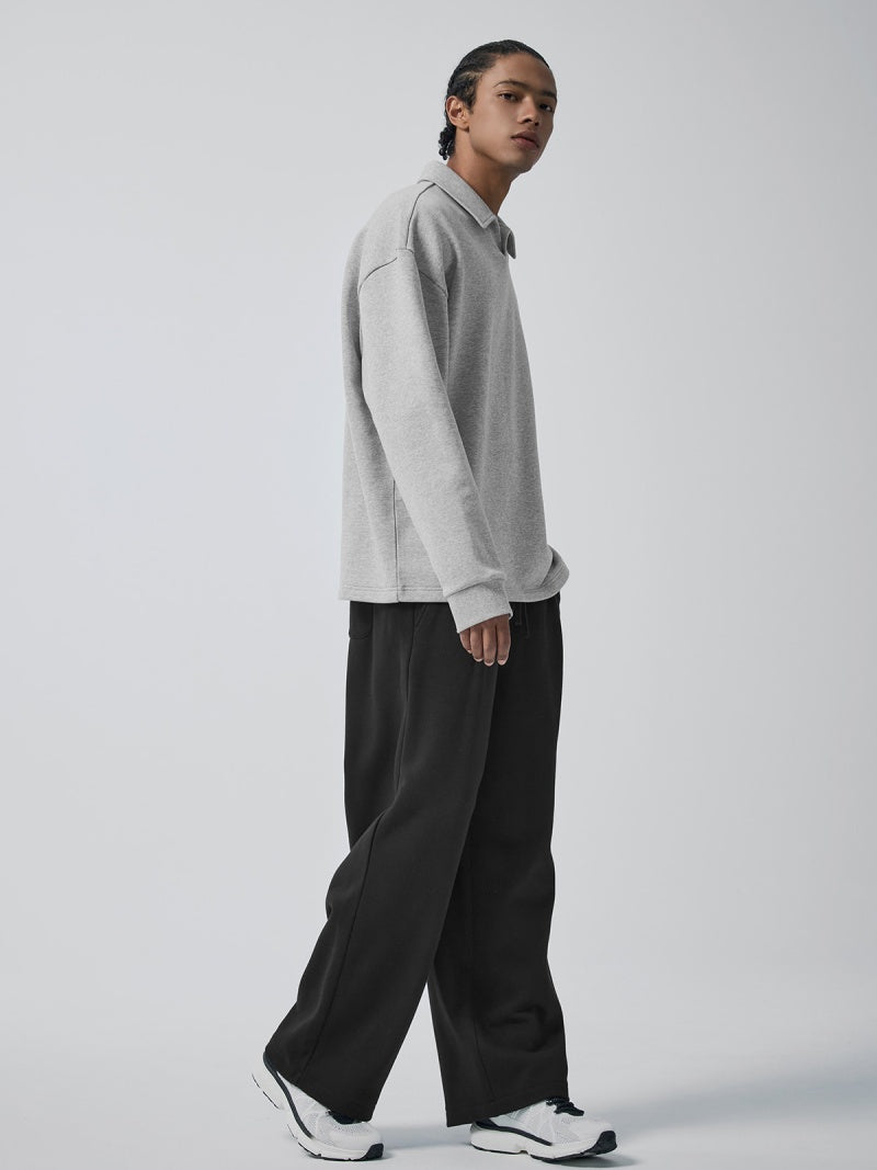 オープンカラー スウェットシャツ