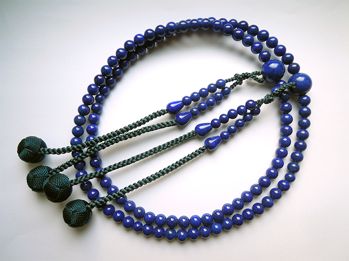 ラピスラズリ尺二振分鉄紺かがり凡天共仕立(桐箱付き) お数珠の安田