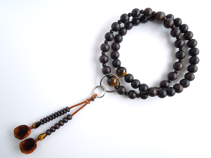 縞黒檀素挽三万浄土虎目石仕立 お数珠の安田念珠店へ｜総本山御用達