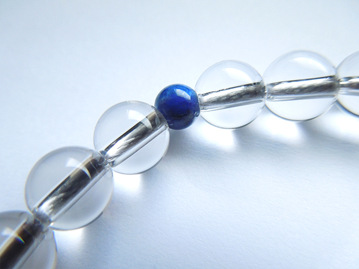 水晶(甲府製)7mm片手数珠鉄紺二五房ラピスラズリ仕立 お数珠の安田念珠