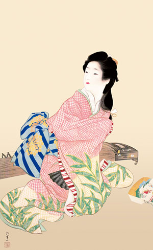 有名作家の掛け軸 上村松園作 娘深雪