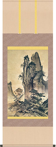 有名作家の掛け軸 雪舟作 四季山水図（春）