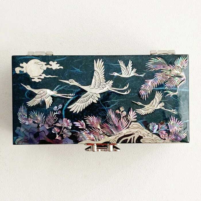 螺鈿の高級ジュエリーボックス・韓国高級螺鈿宝石箱-青鶴 名刺入・小物