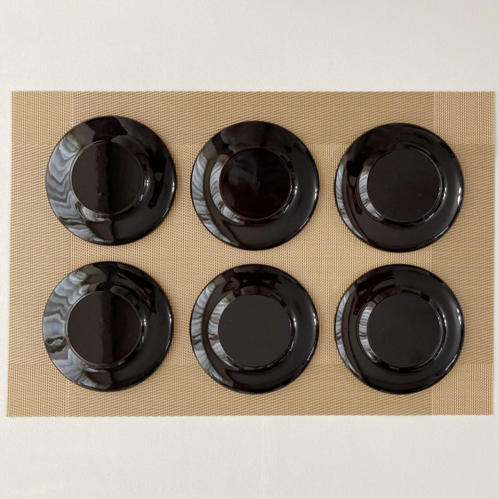 韓国螺鈿茶托(華と蝶)6枚セット 食器・螺鈿・漆器 夢市場本店【韓国