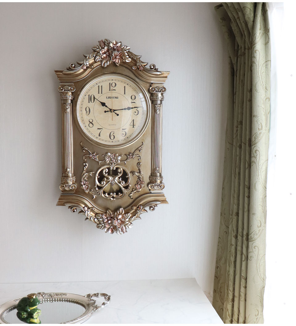 ロココローズ ウォールクロック(壁掛け時計) アンティークゴールド