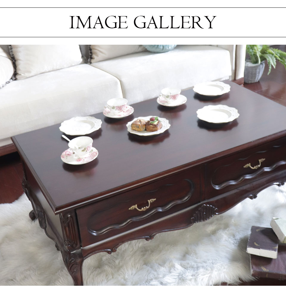 センターテーブル 引出付き 幅127cm｜英国調 アンティーク調｜おしゃれ