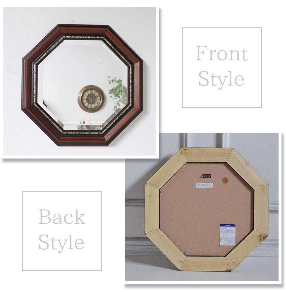 イタリア製 八角形 ウォールミラー(壁掛け鏡) 52×52cm｜おしゃれ