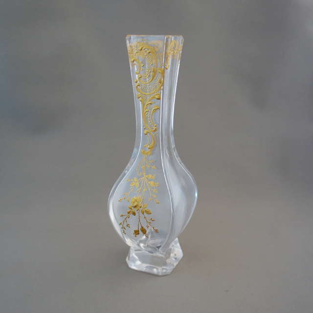 オールドバカラ「金彩薔薇文様 小花瓶」《アンティックかとう》