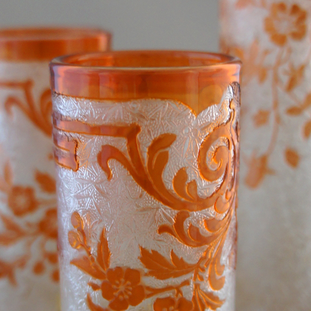 オールドバカラ「エグランチェ E'GLANTIER 台座付 花瓶3点