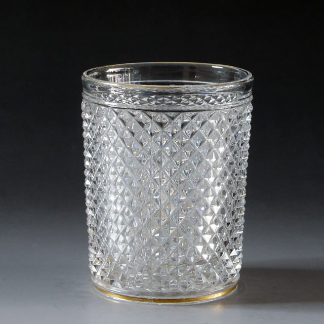 オールドバカラ「春海バカラ 金縁霰切子 ゴブレット」《アンティック