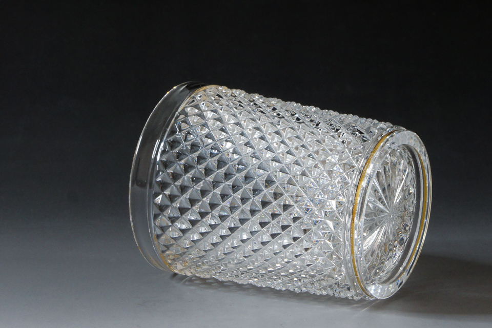 オールドバカラ「春海バカラ 金縁霰切子 ゴブレット」《アンティック