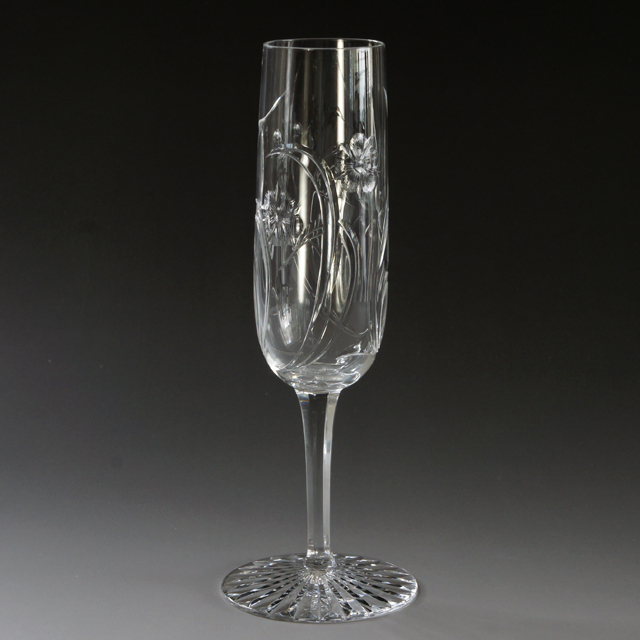 オールドバカラ「草花文下蕪型フルートグラス」《アンティックかとう》