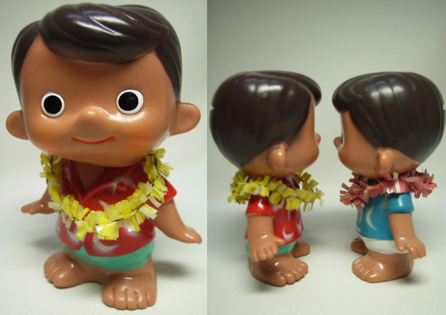 富士銀行 ボクちゃん 2体セット ハワイアン ソフビ人形 貯金箱