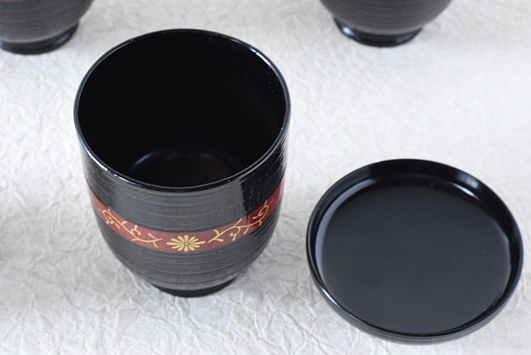 平安 光阿弥造 菊唐草蒔絵 箸洗 小吸物椀 5客セット - 生活骨董と古布