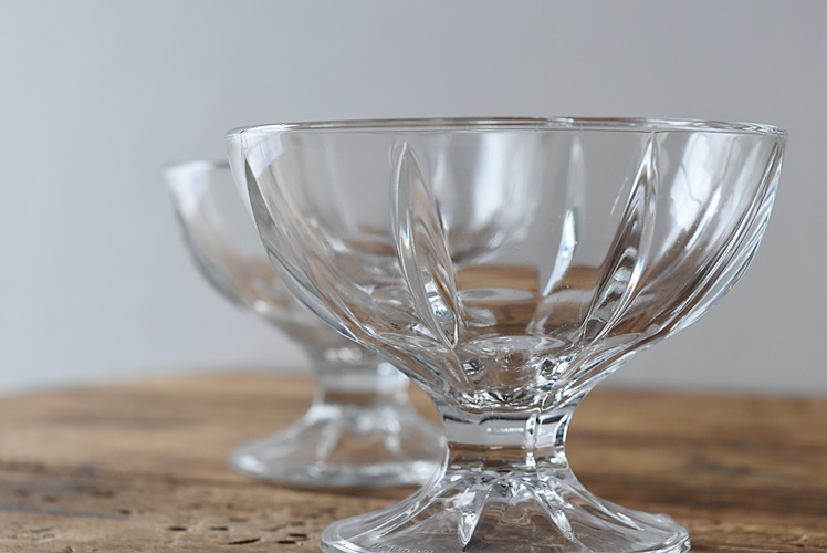 フランス製 ガラスデザートカップ 3客セット - 生活骨董と古布の