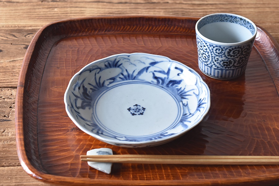 古伊万里 染付 蛸唐草 蕎麦猪口 - 生活骨董と古布のアンティーク