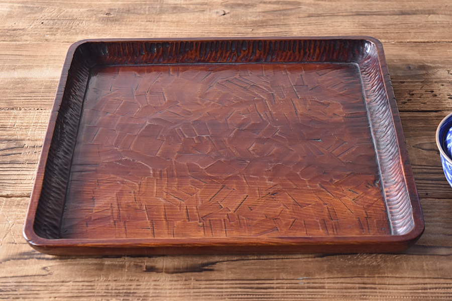 天然木製漆塗 讃岐彫 刳り貫き盆 会席膳 5客セット - 生活骨董と古布