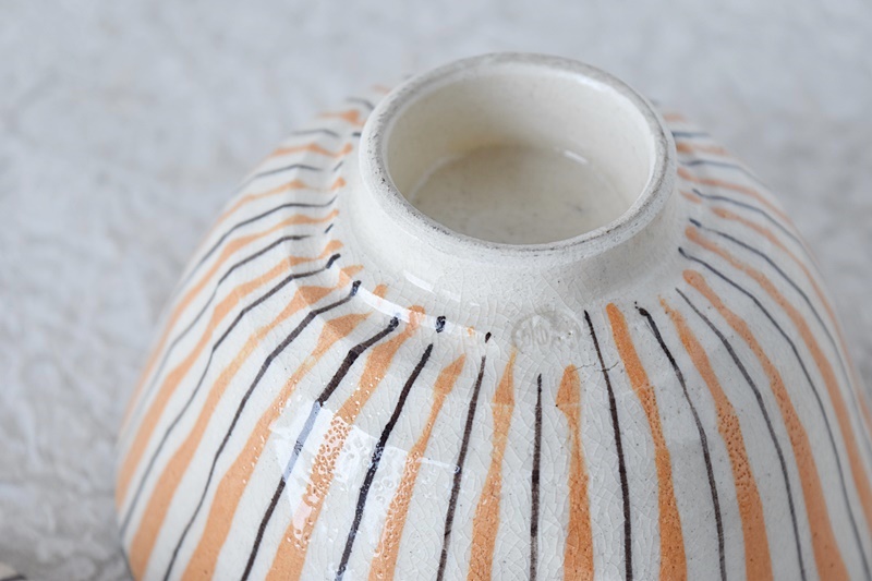 瀬戸 麦藁手 蓋付茶碗 在銘 - 生活骨董と古布のアンティークショップ