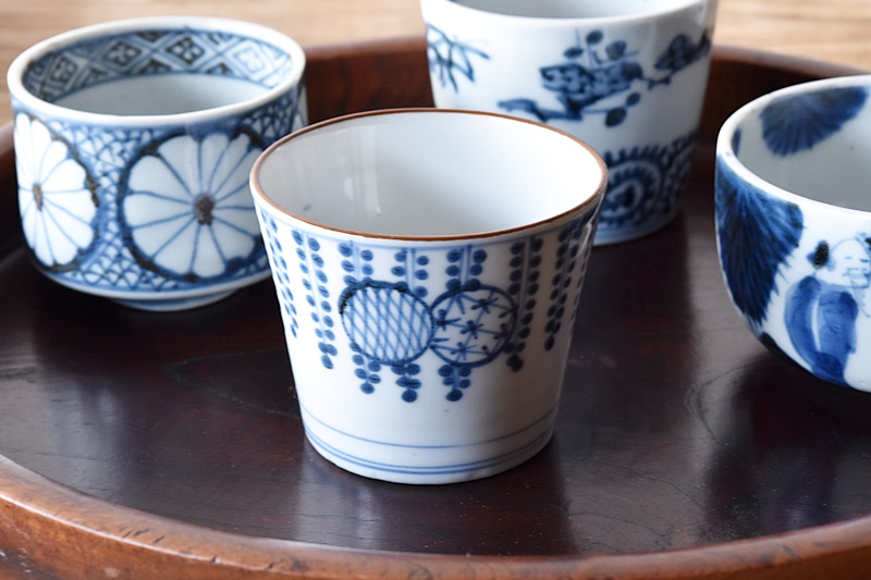 古伊万里 染付 藤に丸紋 蕎麦猪口 - 生活骨董と古布のアンティーク
