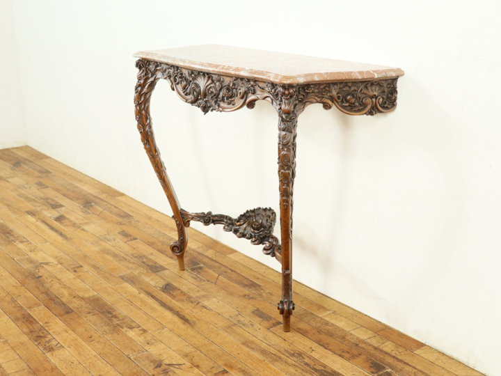 細やかで華麗な彫刻 壁に固定するサイドテーブル 大理石コンソール