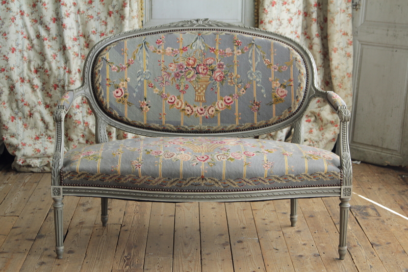 アンティークソファー セティ プチポワン フランス ルイ16世様式ロココ