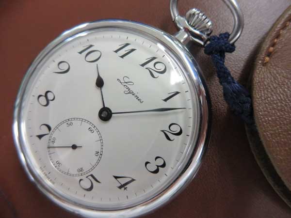 L-2411| ロンジン 懐中時計 手巻 SSケース 組紐と純正革ケース付 全