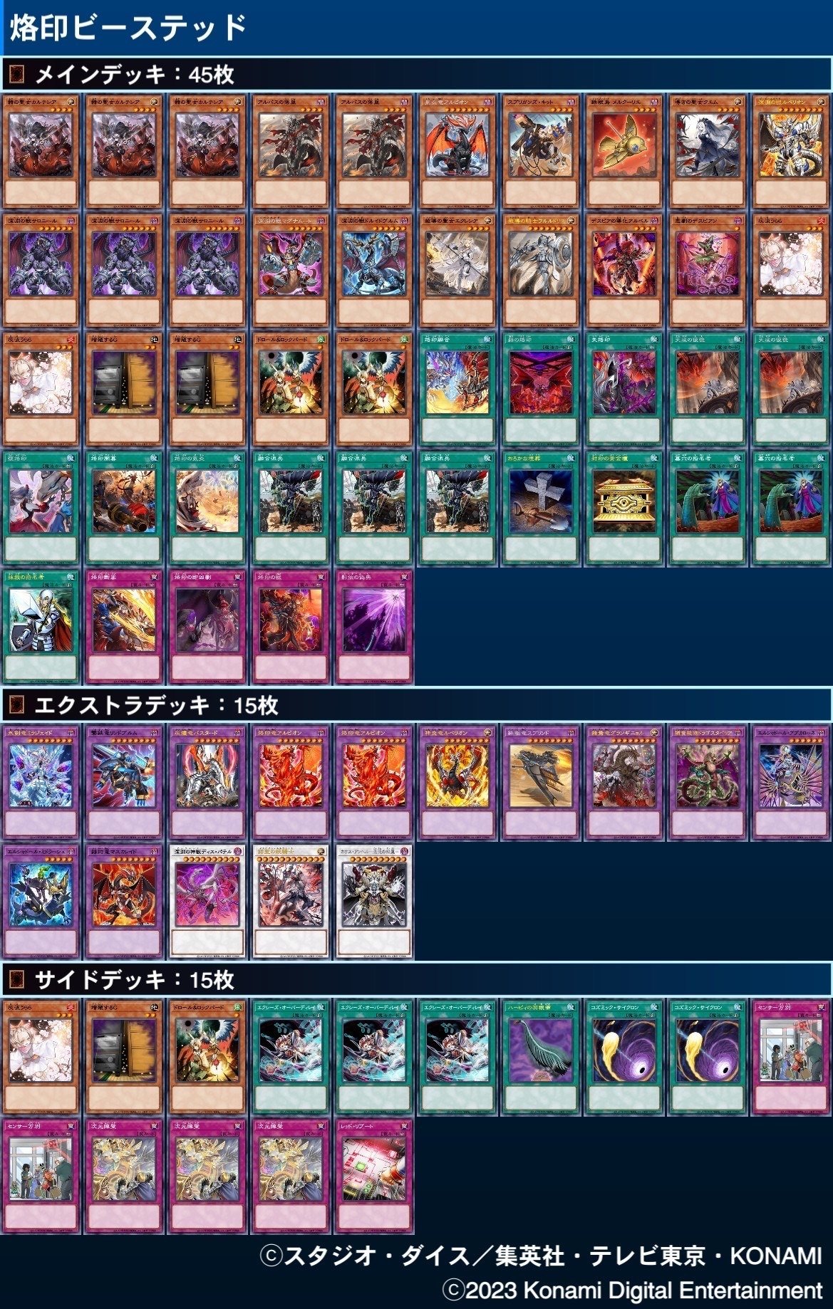 遊戯王OCG]天底の使徒採用型烙印ビーステッドのデッキレシピについて