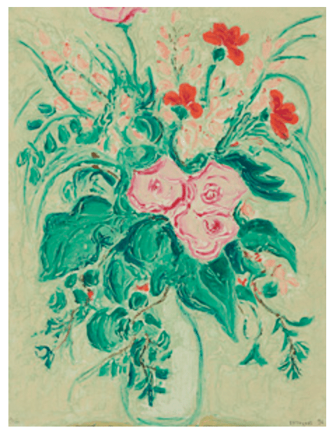 アンドレ・コタボ】 版画 / カーボランダム 「赤い百合の花束」 1994年