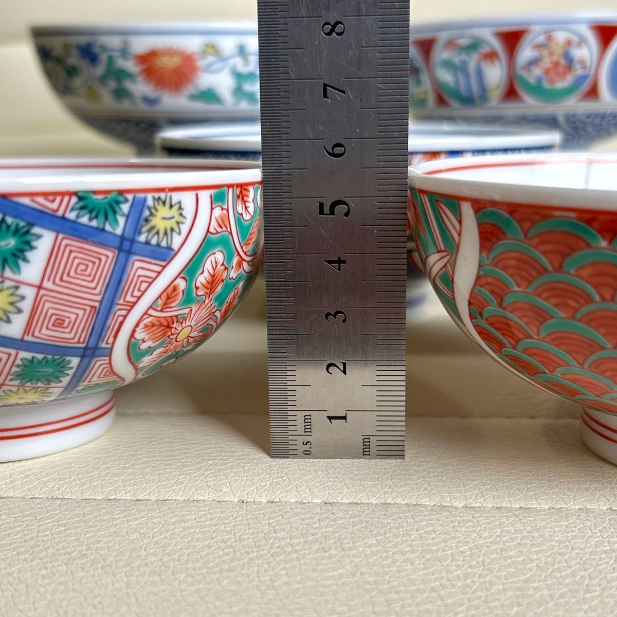 有田焼 彌右衛門窯 絵変わり 飯碗揃 5枚セット 色絵 古伊万里 染付