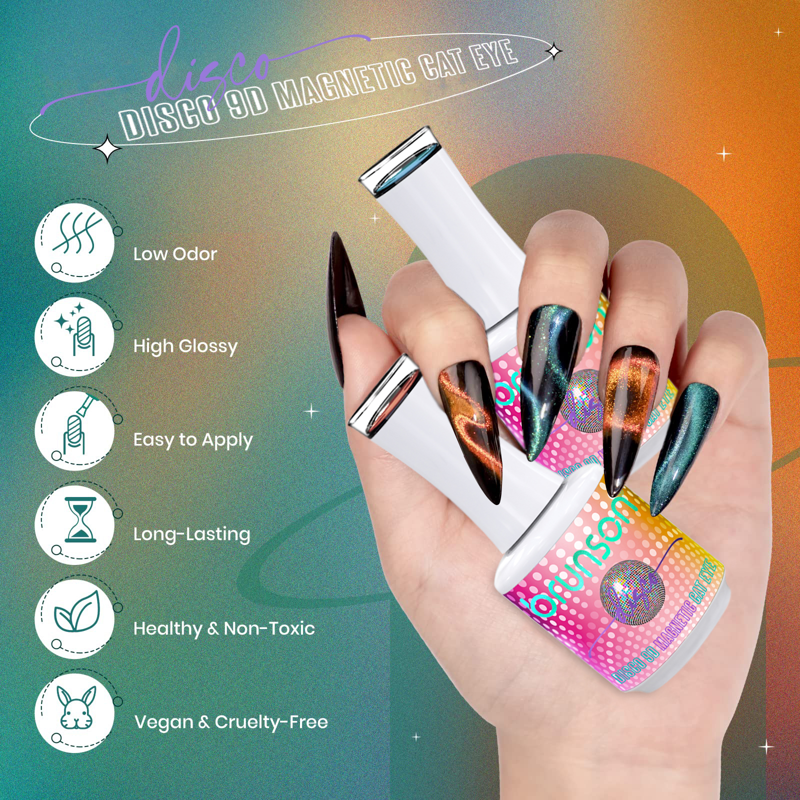 Disco 9D Magnetic Cat Eye Nail Gel Polish