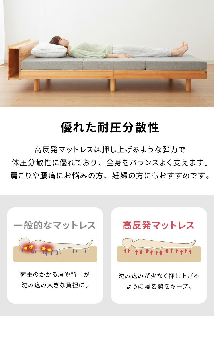 高反発 マットレス ダブル 三つ折り 洗える カバー 厚さ10cm 190N 高