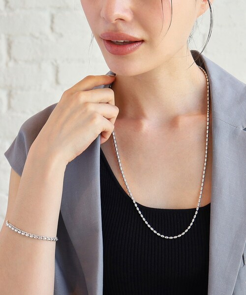 シルバー デザインチェーン オーバルボールM ネックレス（ネックレス