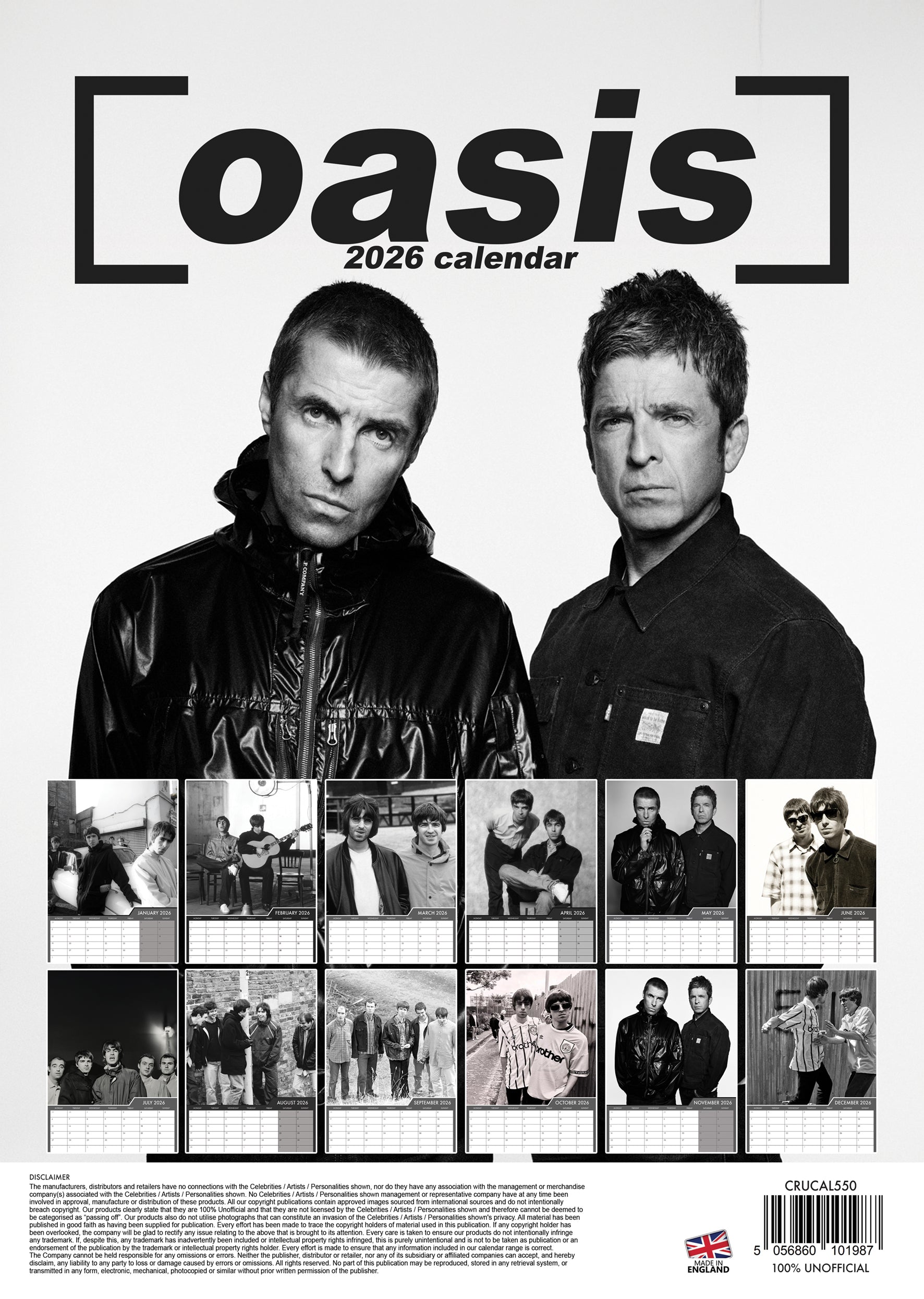 Oasis - A3 Calendar 2026 – CalendarsRus
