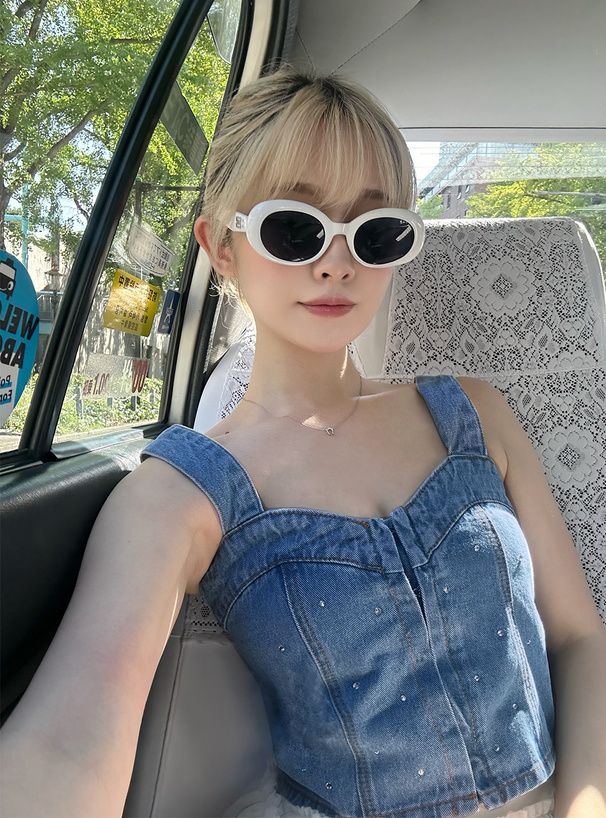 ラインストーンデニムビスチェ[qu58] | レディースファッション通販の