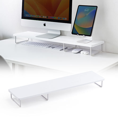 モニター台（机上ラック・卓上・木製・シンプル・幅80cm・奥行20cm