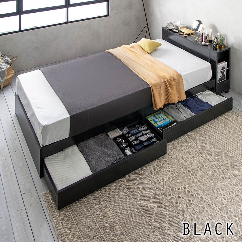 zesto ゼスト ヘッドボードワゴン付・引き出し収納付きベッドシングル