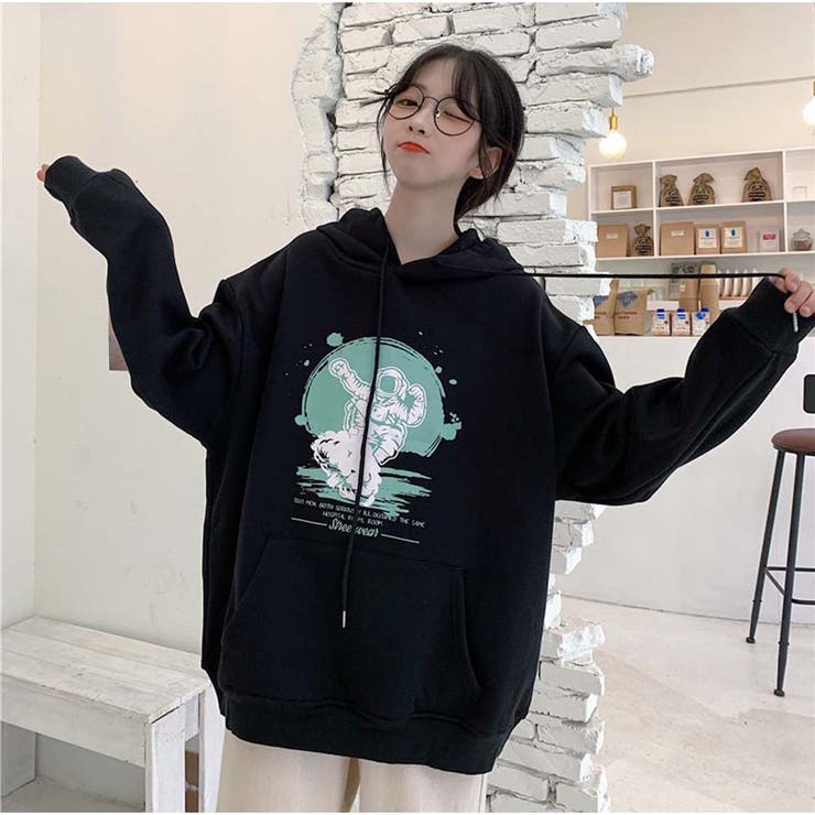 パーカー トレーナー 長袖 ロゴトップス フード付き ゆったり 秋新作