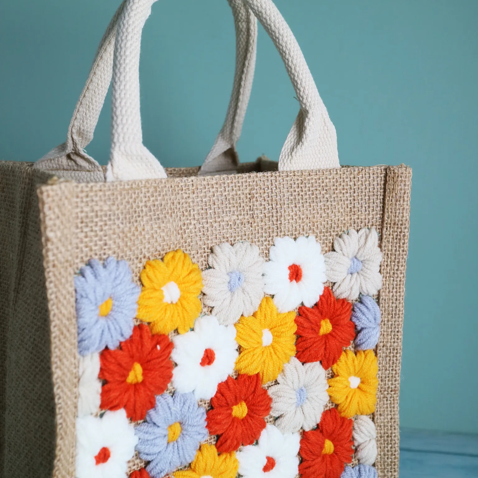 俄羅斯刺繡】戳出不撞包的泡芙小花麻布袋– DIY School 手作體驗