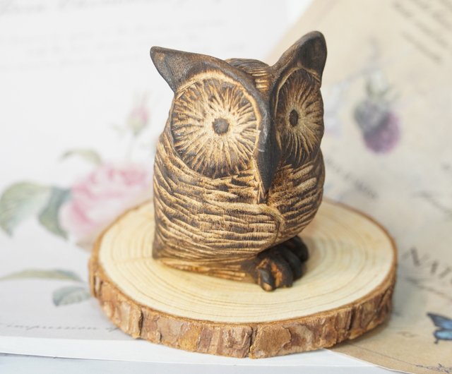 台湾 クスノキミミズク 木彫り フクロウ オリジナル 郭國慶のアート