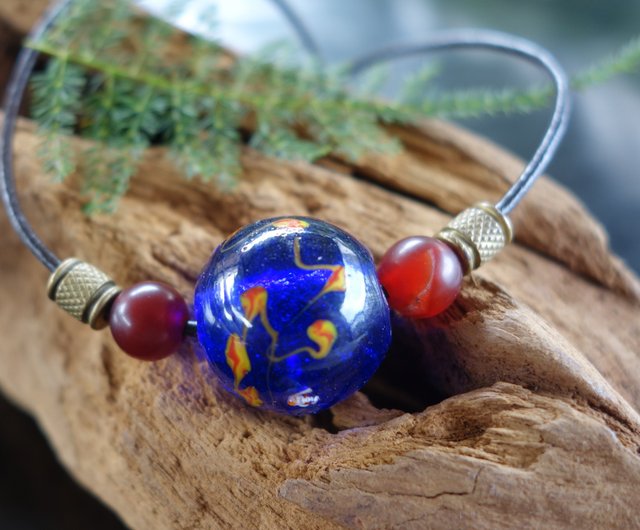 台湾 とんぼ玉 清朝 鳳凰眼 ガラス玉 ネックレス 古びたガラス玉 古珠