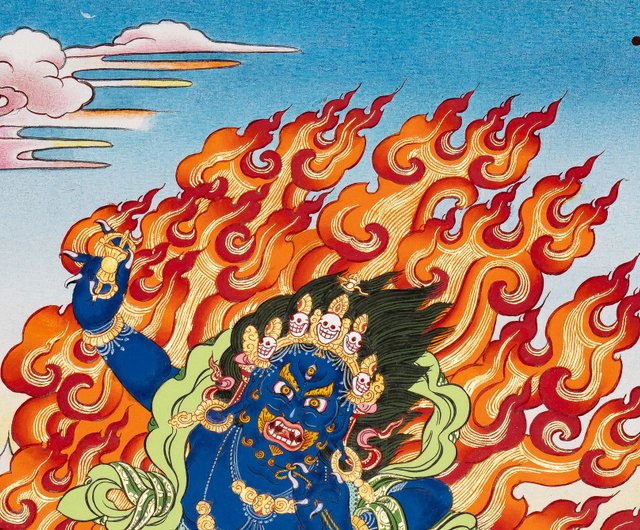 ネパール チベット仏教の金剛手菩薩のタンカアート Boudha Stupa