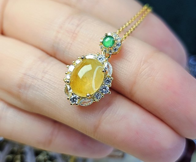 5%OFF】台湾 金運|富貴|ミャンマー産天然無処理氷質イエロー翡翠、大粒